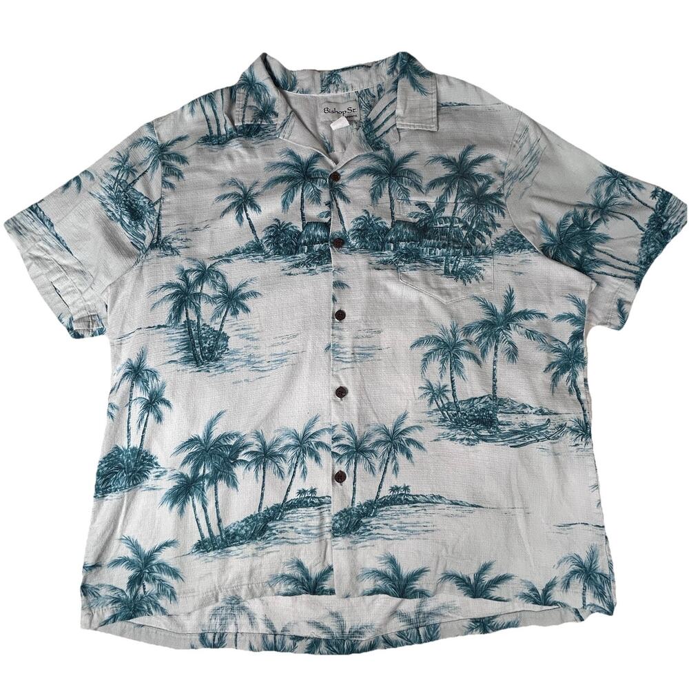 Hawaiian VTG Bishop St. Barkcloth Aloha shirt Mens 2XL